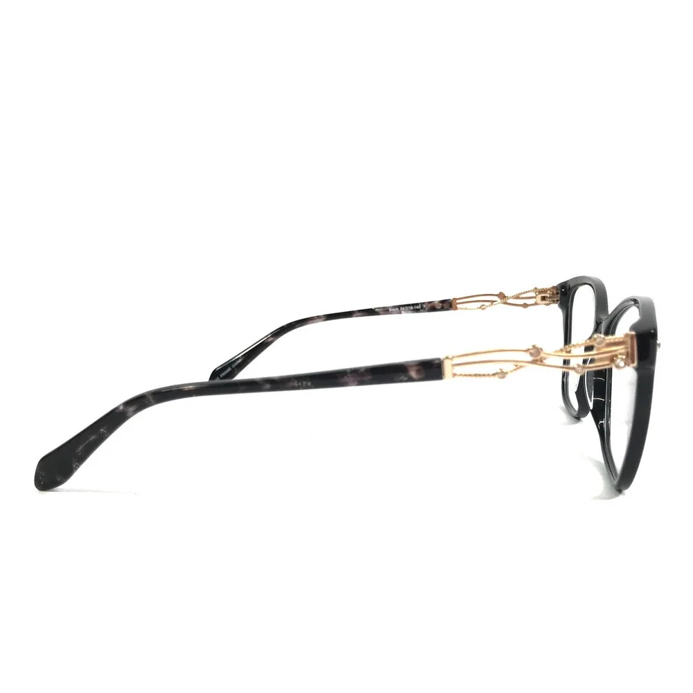 Dicaprio Eyeglasses Frames DC 361 Capri Black Gold Cat Eye Crystals 54-16-140